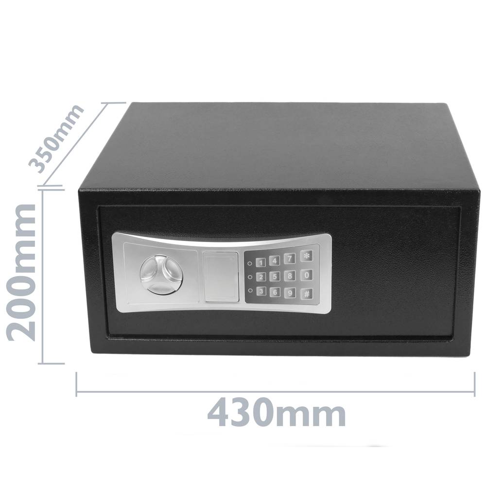 Caja fuerte de seguridad de acero con código electrónico digital 43x35x20cm negra