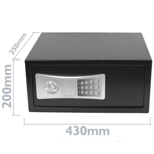 Caja fuerte de seguridad de acero con código electrónico digital 43x35x20cm negra
