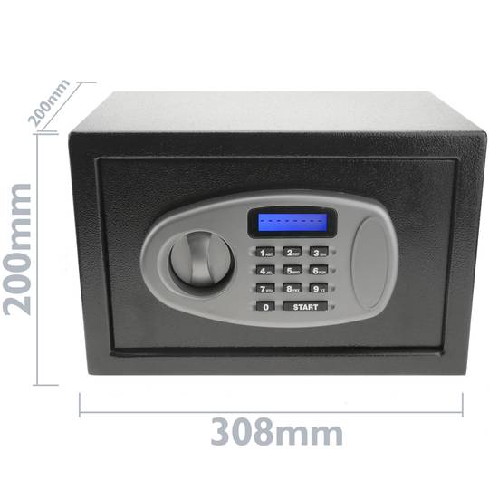 Caixa forta de seguretat d'acer amb codi electrònic digital 31x20x20cm negre