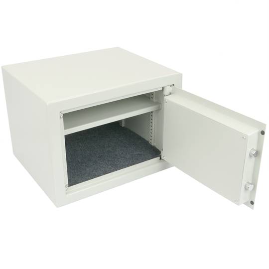 Security money safe key operated in fireproof steel for wallmount 45 x 37 x 33 cm beige