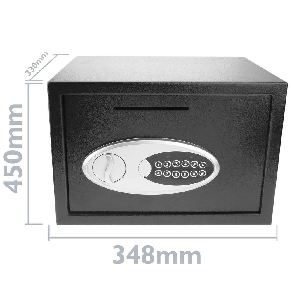 Sejf stalowy z kluczami i otworem 35x25x25 cm czarny