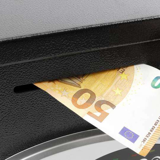 Sejf stalowy z kluczami i otworem 35x25x25 cm czarny