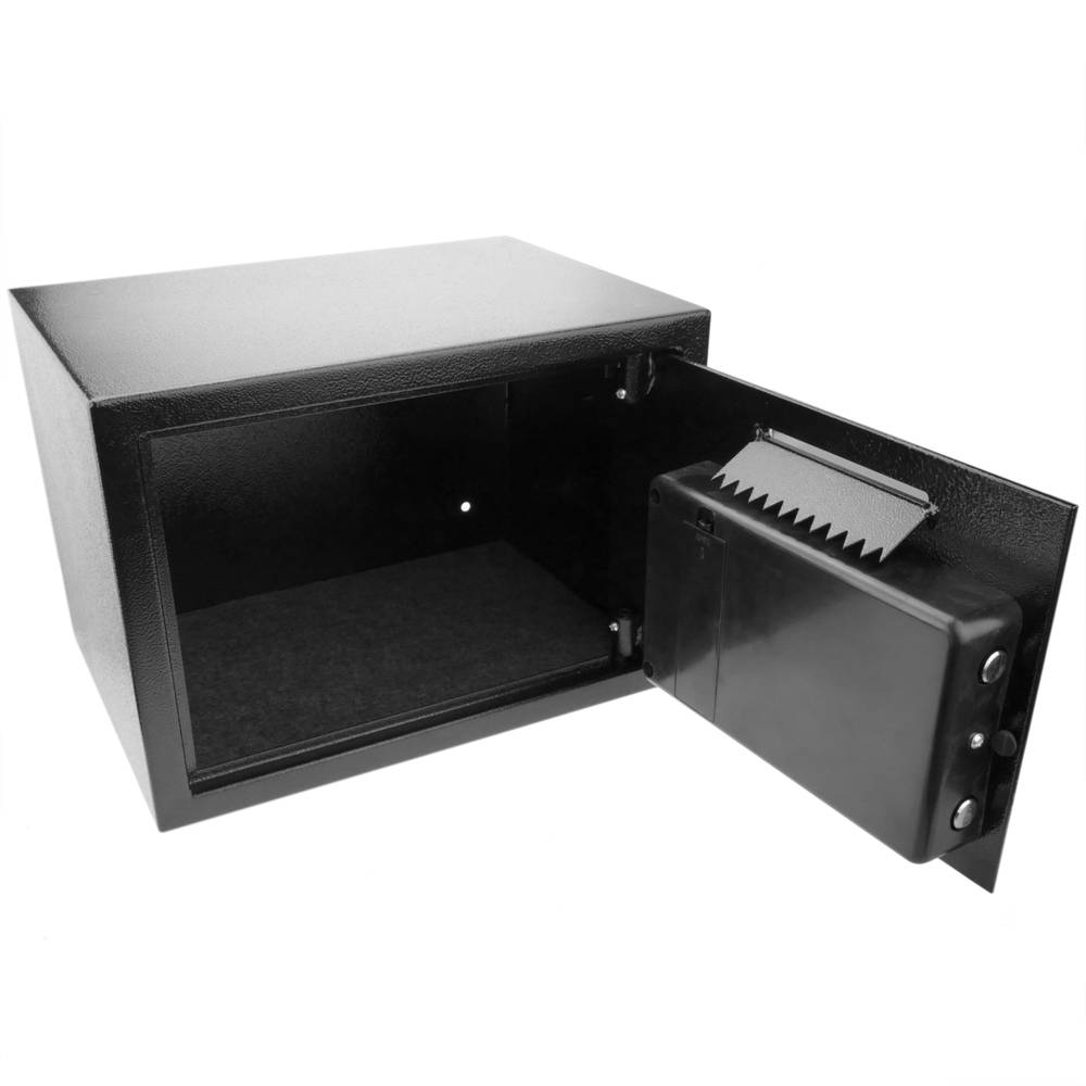 Sejf stalowy z kluczami i otworem 35x25x25 cm czarny