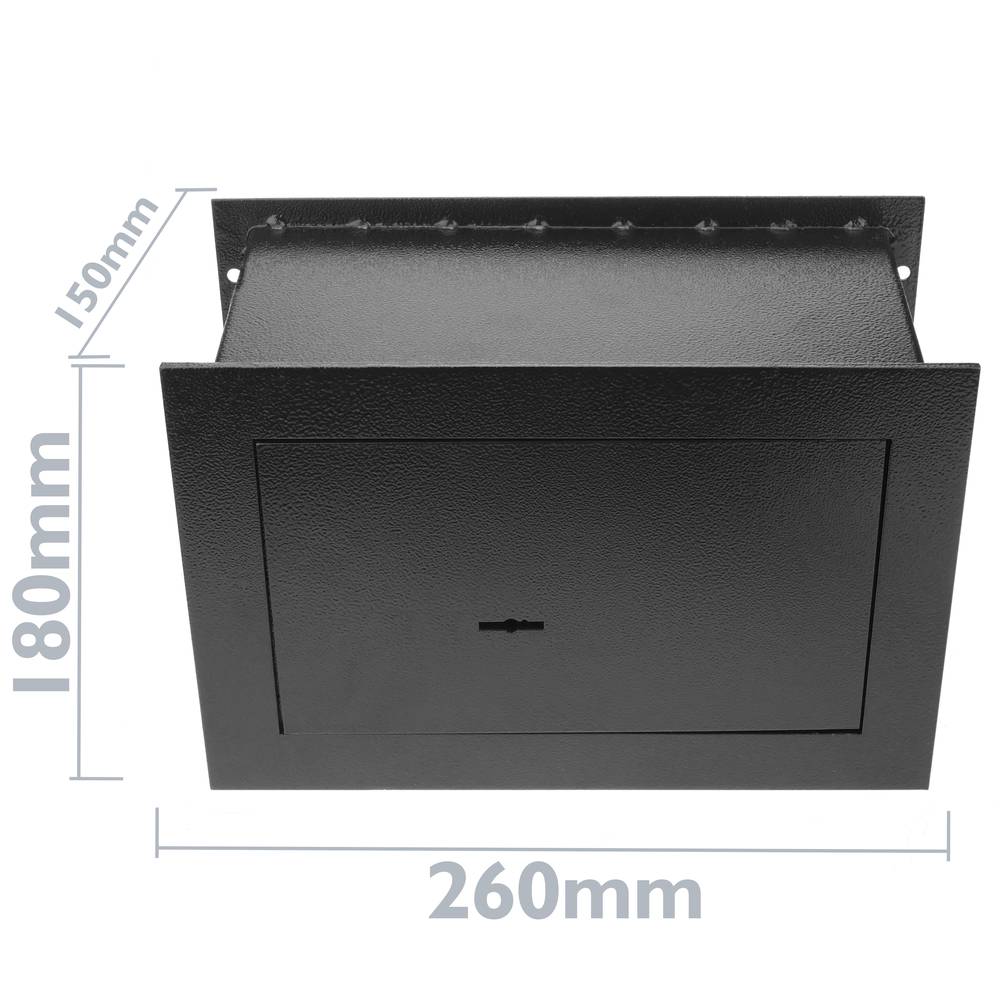 Caja fuerte de seguridad empotrada de acero con llaves 26x15x18cm negra