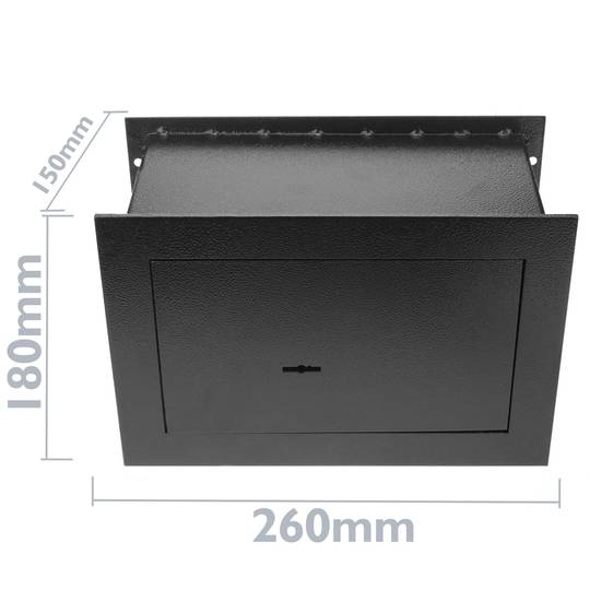 Caja fuerte de seguridad empotrada de acero con llaves 26x15x18cm negra