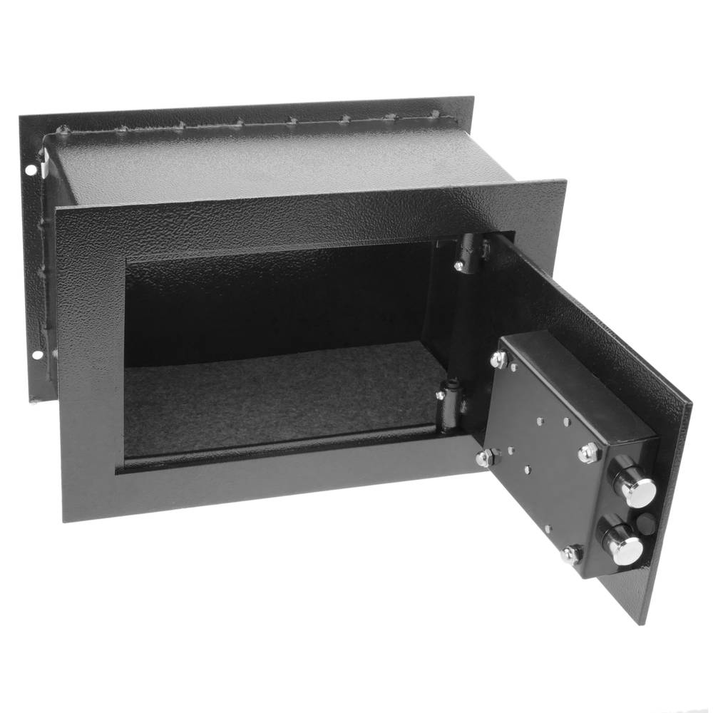 Caja fuerte de seguridad empotrada de acero con llaves 26x15x18cm negra