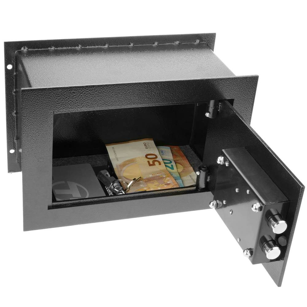 Verzonken stalen kluis met zwarte 31x15x21cm sleutels