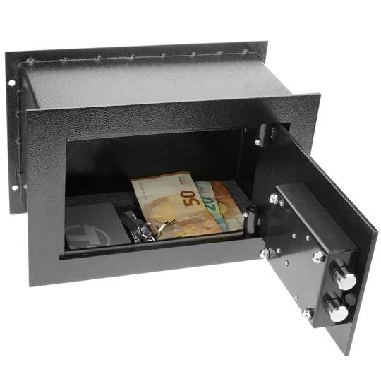 Verzonken stalen kluis met zwarte 31x15x21cm sleutels