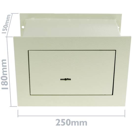 Verzonken stalen kluis met sleutels 26x15x18cm beige