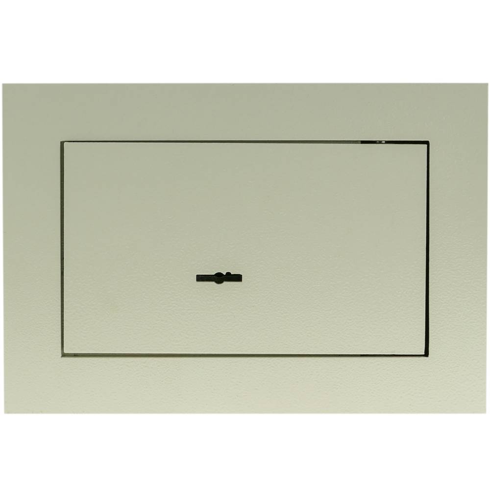 Recessed security money safe key operated in steel wallmount 26x15x18cm beige