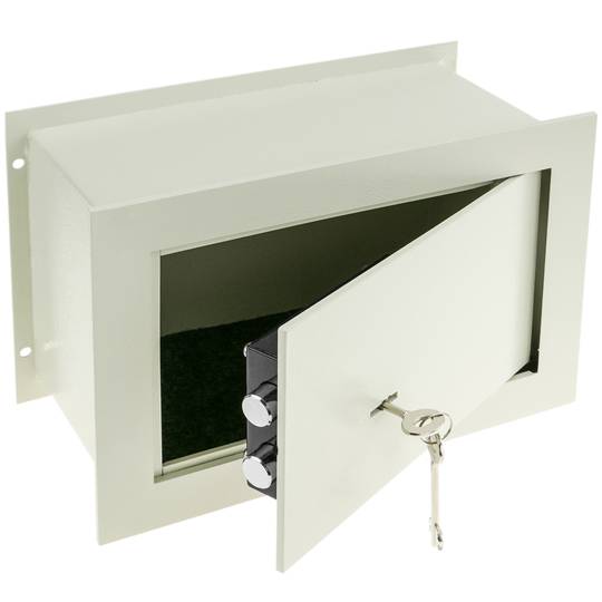 Cofre de segurança recuada de aço e com chaves 31x15x21cm bege