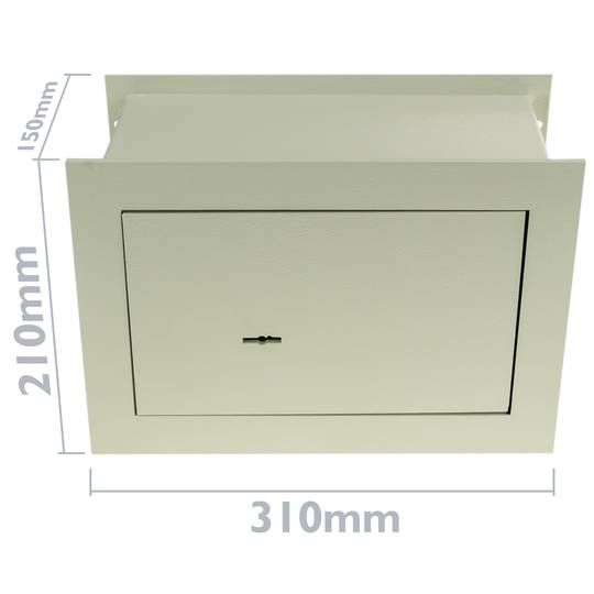 Cofre de segurança recuada de aço e com chaves 31x15x21cm bege