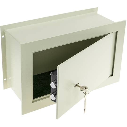 Caixa forta de seguretat encastada d'acer i amb claus 36x15x23cm beix