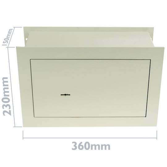 Caixa forta de seguretat encastada d'acer i amb claus 36x15x23cm beix