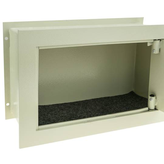 Caixa forta de seguretat encastada d'acer i amb claus 36x15x23cm beix