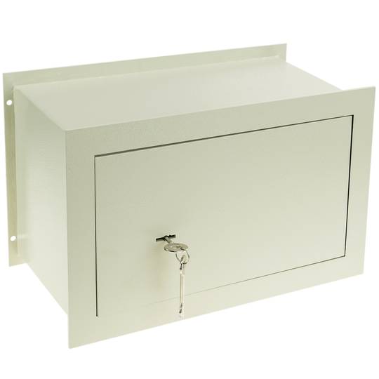 Caixa forta de seguretat encastada d'acer i amb claus 36x15x23cm beix