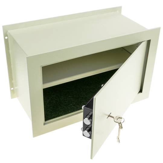 Cofre de segurança recuada de aço e com chaves 40x20x25cm bege
