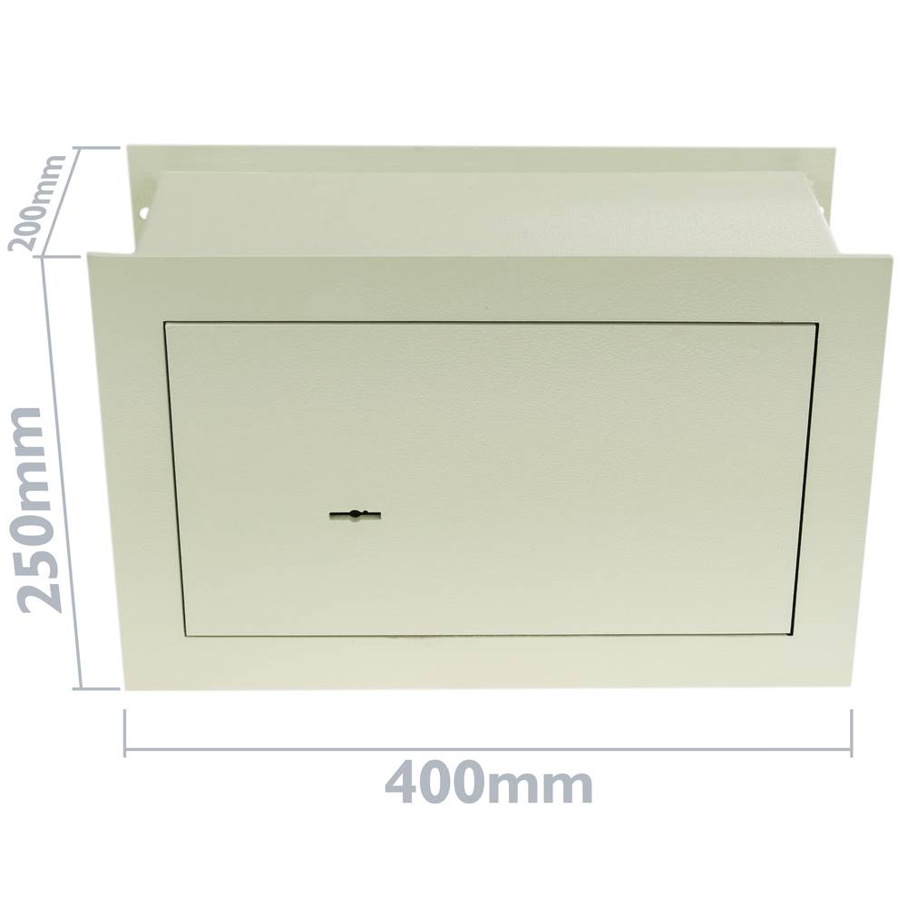 Coffre-fort mural de sécurité en retrait en acier à clé 40x20x25cm beige