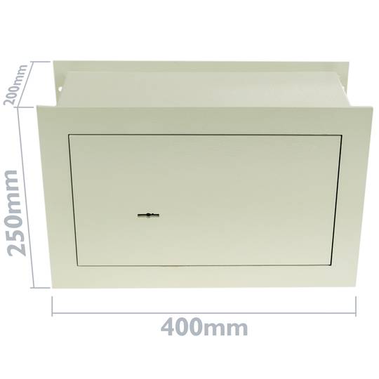 Cofre de segurança recuada de aço e com chaves 40x20x25cm bege
