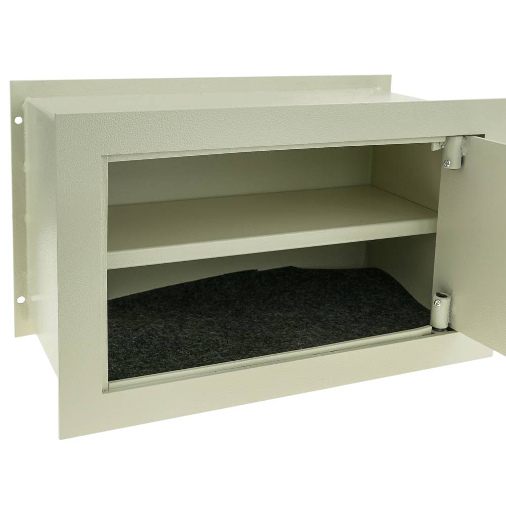 Coffre-fort mural de sécurité en retrait en acier à clé 40x20x25cm beige