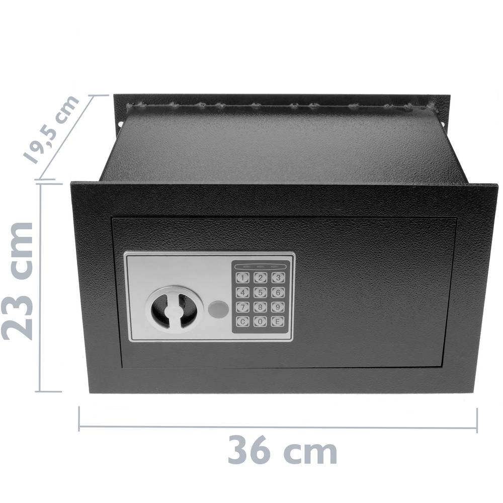 Caja fuerte de seguridad empotrada con código electrónico digital  36x19x23cm negra - Cablematic