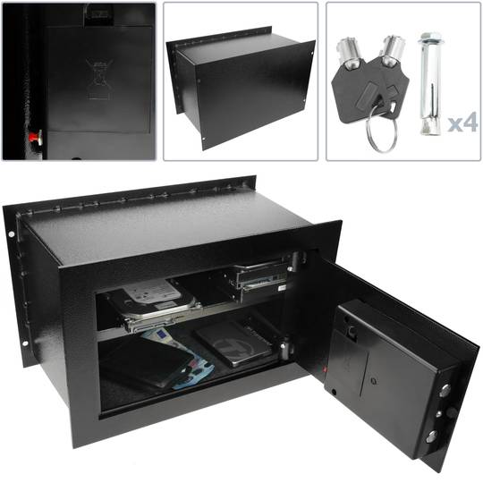 Cofre de segurança recuada com código eletrônico digital 36x19x23cm preto