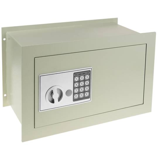 Caja fuerte de seguridad empotrada con código electrónico digital  36x19x23cm beige - Cablematic