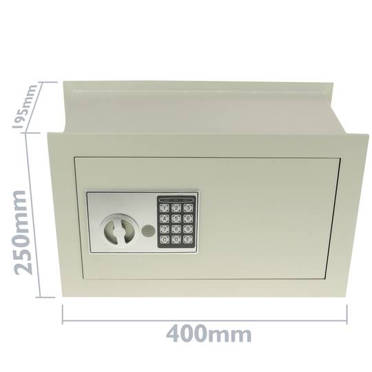 Coffre-fort mural en retrait de sécurité à code électronique numérique 40x20x25cm beige