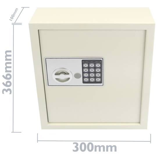 Armari de claus amb 34 ganxos. Caixa forta amb codi electrònic 30x10x37cm beix