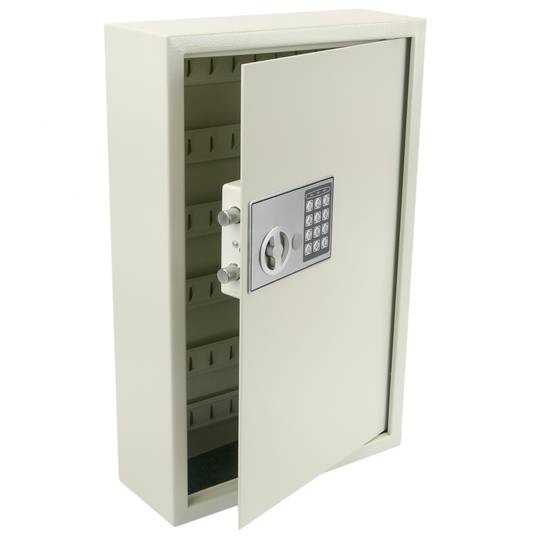 Armoire à clés avec 60 crochets. Coffre-fort de sécurité à code électronique 35x13x55cm beige