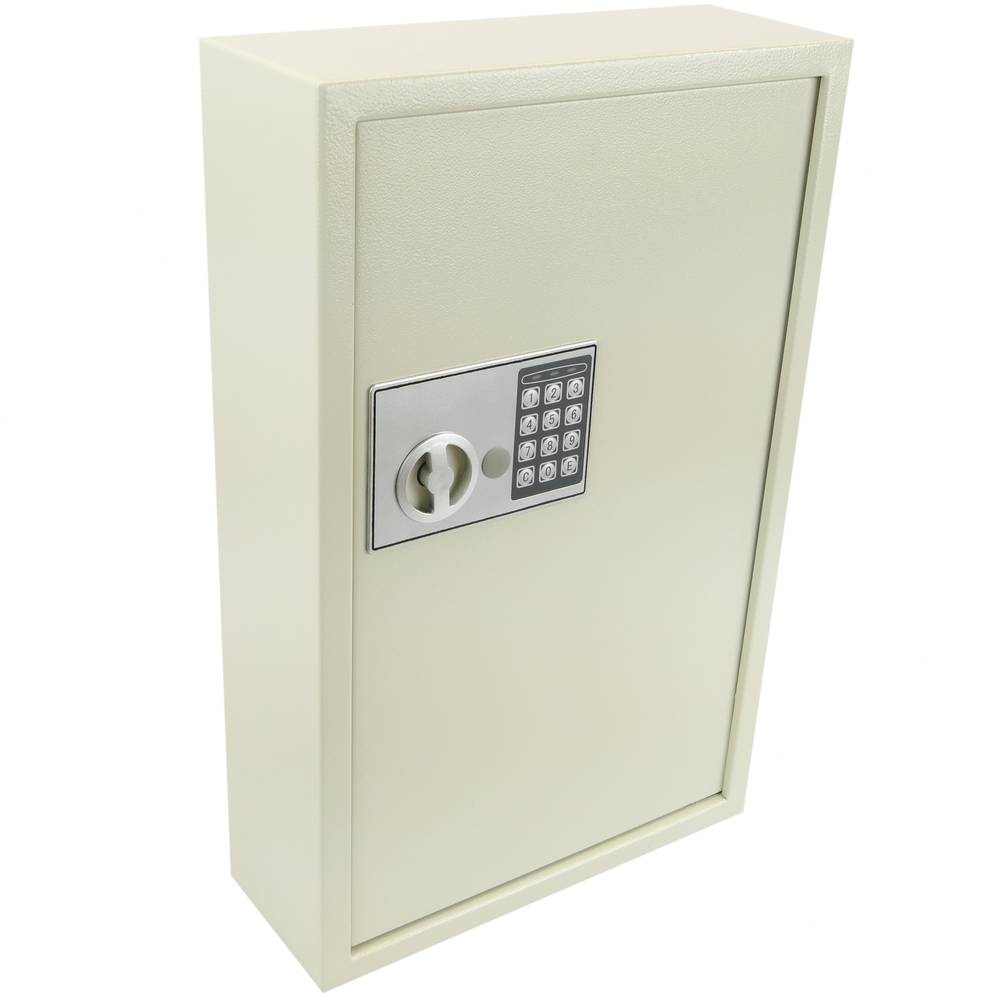 Armoire à clés avec 60 crochets. Coffre-fort de sécurité à code électronique 35x13x55cm beige