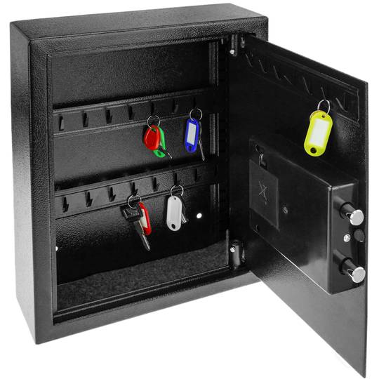 Szafka na klucze z 18 wieszakami. Sejf z kodem elektronicznym negre 30x10x37cm