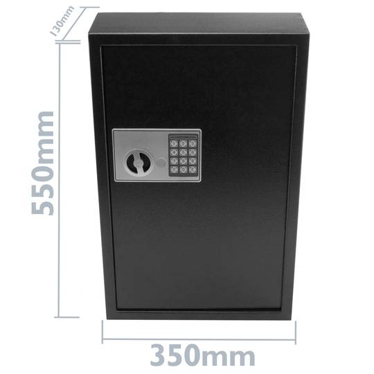 Sleutelkastje met 60 haken. Veilig met elektronische code 35x13x55cm zwart