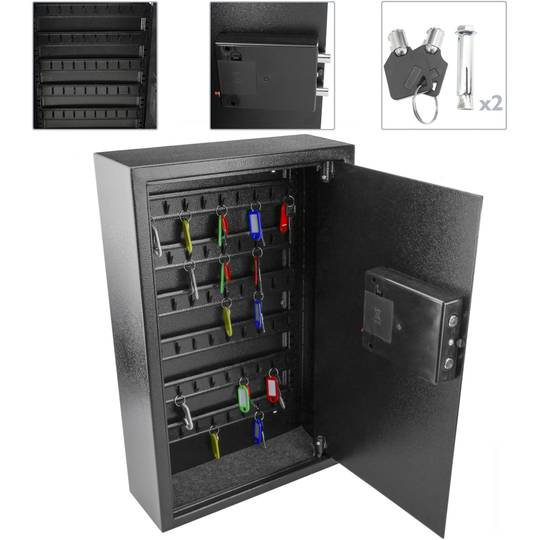 Sleutelkastje met 60 haken. Veilig met elektronische code 35x13x55cm zwart