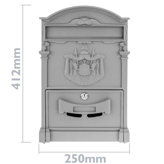 Cassetta delle lettere casella postale per lettera e posta antico metallico di colore grigio da parete