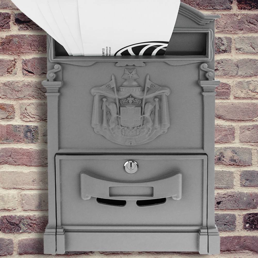 Vintage letter mail post box mailbox letterbox antique metallic gray color for wallmount
