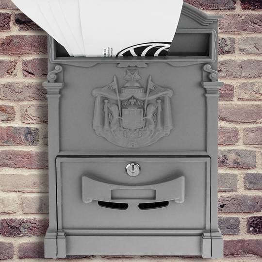 Cassetta delle lettere casella postale per lettera e posta antico metallico di colore grigio da parete