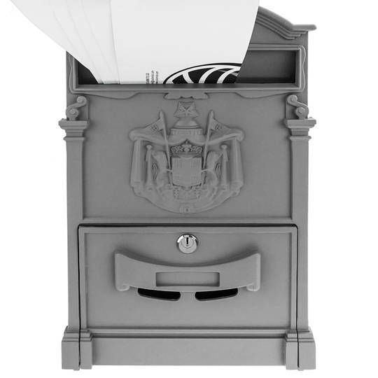 Cassetta delle lettere casella postale per lettera e posta antico metallico di colore grigio da parete