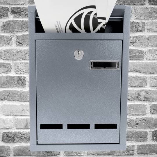 Metalen brievenbus voor brieven en grijze post 215 x 80 x 320 mm