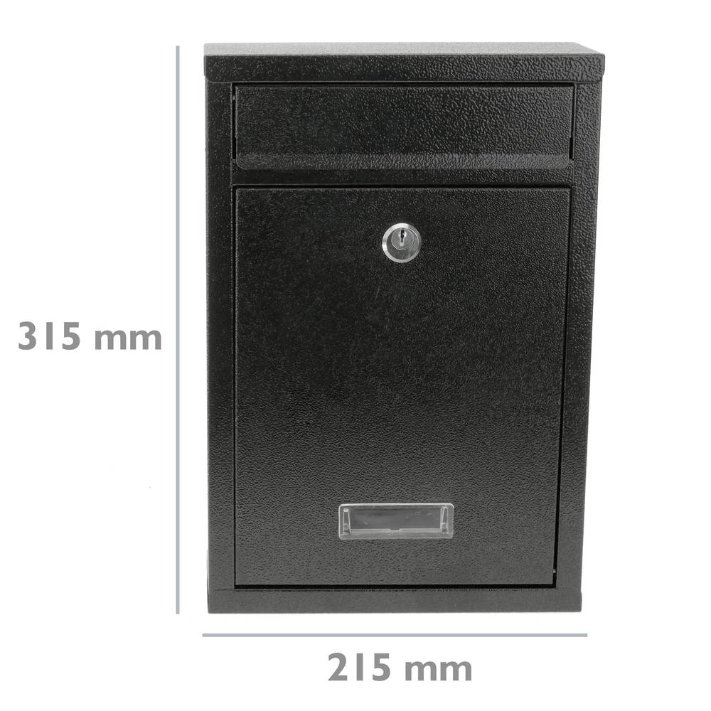 Briefkasten Postkasten metallische schwarze Farbe für wallmount 215 x 82 x 315 mm