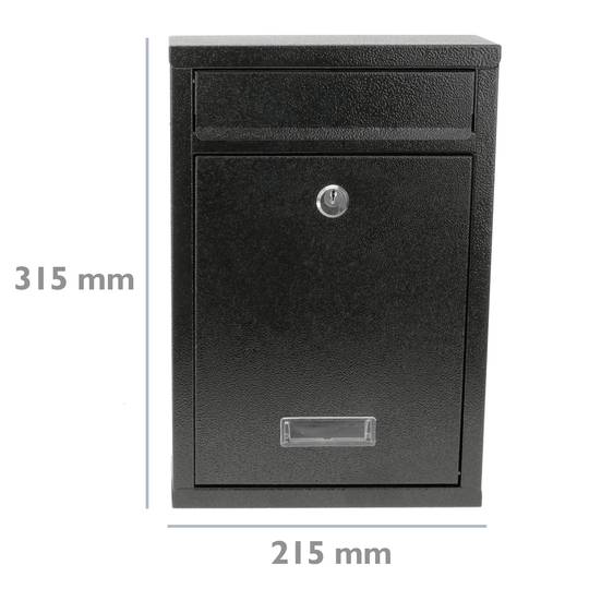 Briefkasten Postkasten metallische schwarze Farbe für wallmount 215 x 82 x 315 mm