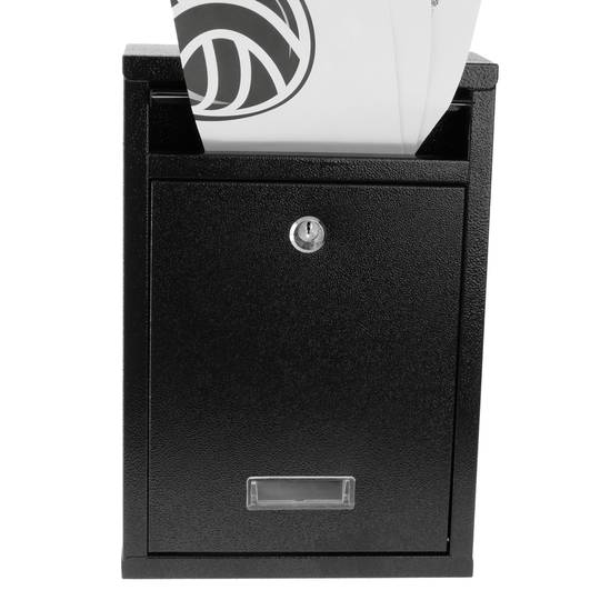 PrimeMatik Buzón metálico para Cartas y Correo Postal de Color Negro 215 x 82 x 315 mm 