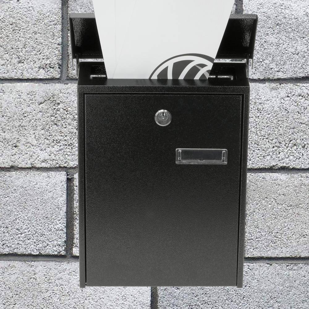 Caixa do correio de metal para as cartas em preto 235 x 75 x 315 mm