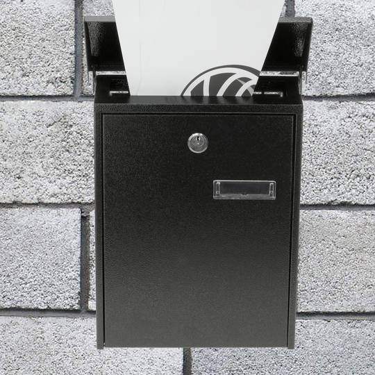 Caixa do correio de metal para as cartas em preto 235 x 75 x 315 mm