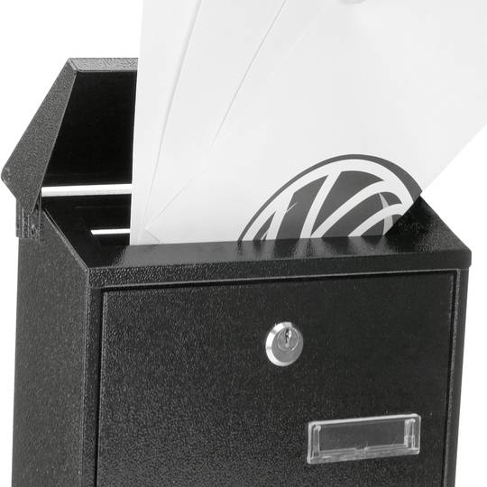 Caixa do correio de metal para as cartas em preto 235 x 75 x 315 mm