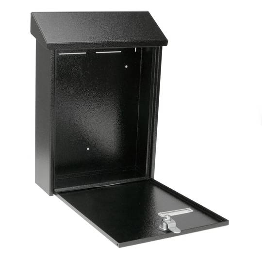 Caixa do correio de metal para as cartas em preto 235 x 75 x 315 mm