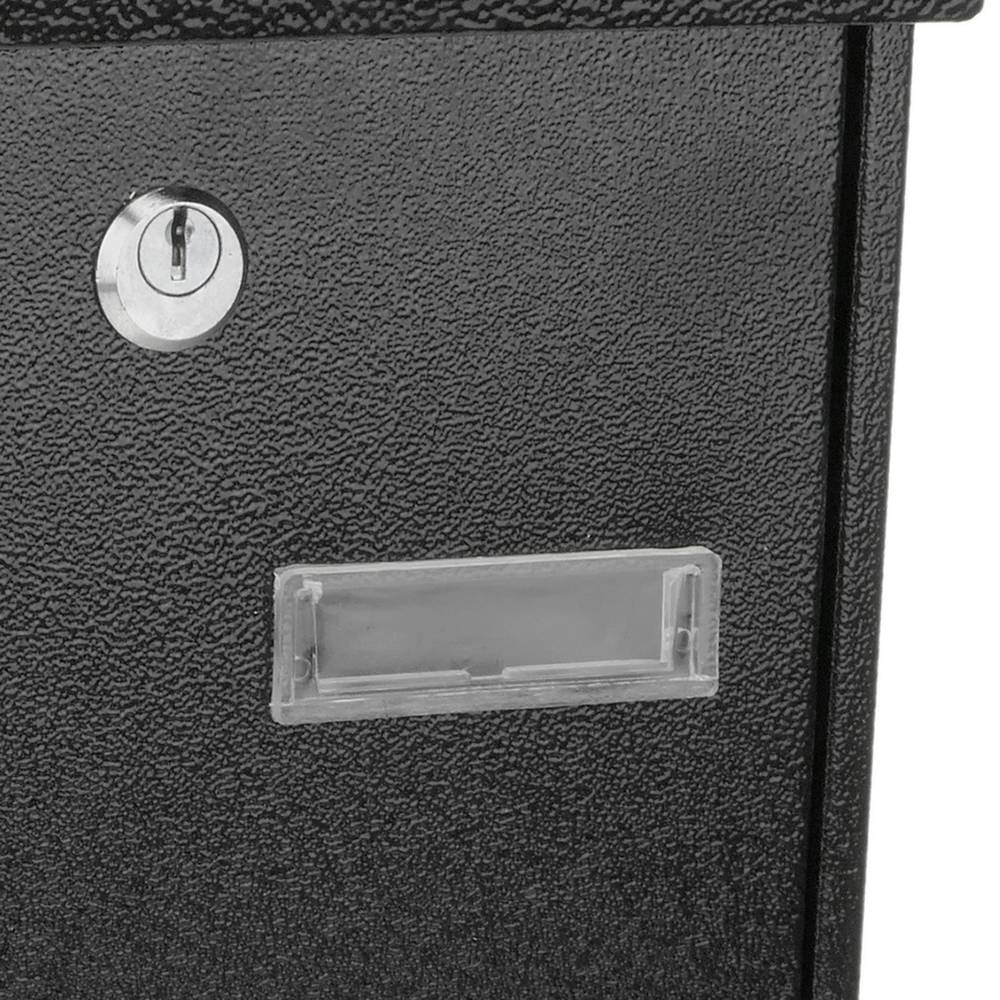 Caixa do correio de metal para as cartas em preto 235 x 75 x 315 mm