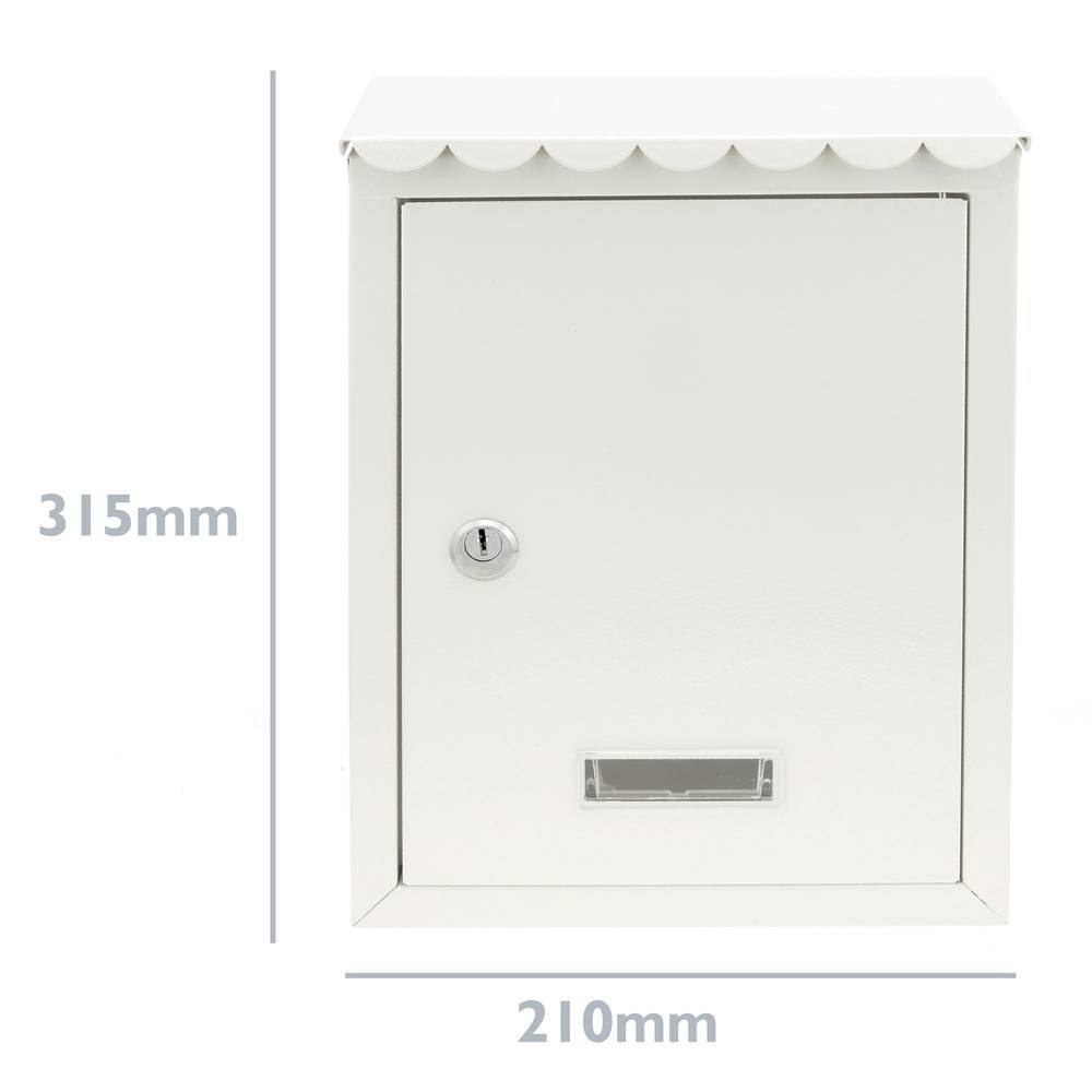 Bústia metàl·lica per a cartes i correu postal de color blanc 210 x 60 x 300 mm