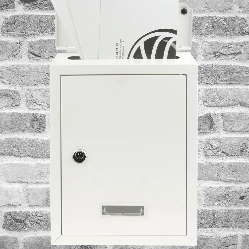 Bústia metàl·lica per a cartes i correu postal de color blanc 210 x 60 x 300 mm