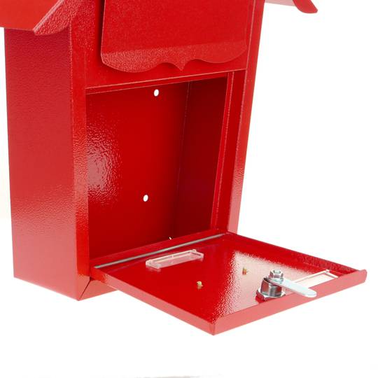 Caixa do correio de metal para as cartas em vermelho 366 x 100 x 370 mm